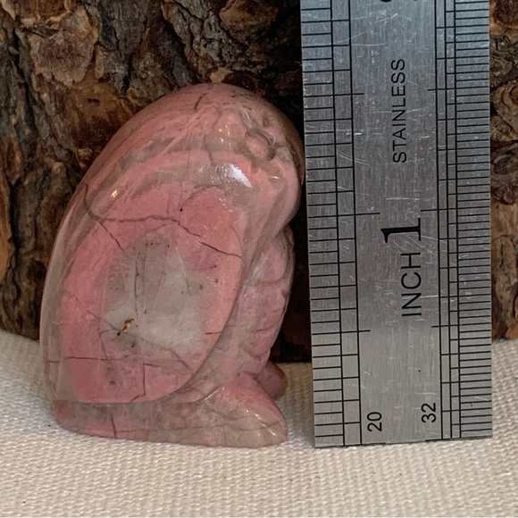 Rhodonite Carved Owl Figurine Gemstone Bird Carving Chubby Stone Animal Pet 1.5" - Picture 10 of 10